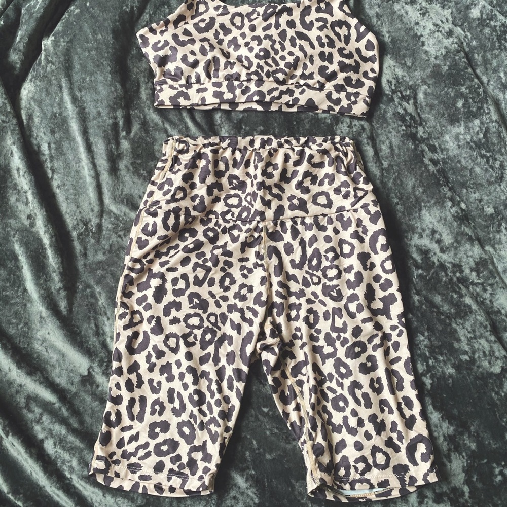 Cheetah Print Biker Short Set